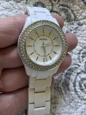 Fossil Stella Watch White/Clear Crystals